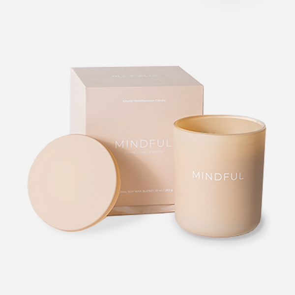 Mindful Crystal Manifestation Candle - Cedar & Vanilla scented with Citrine
