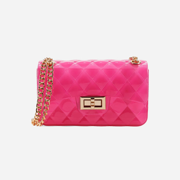 Pink Quilted Jelly Crossbody