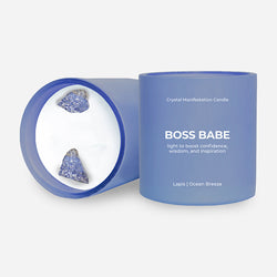 Boss Babe Crystal Manifestation Candle - Tropical Citrus and Jasmine with Lapis