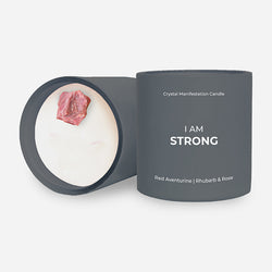 Strong Crystal Manifestation Candle - Rhubarb & Rose with Red Aventurine