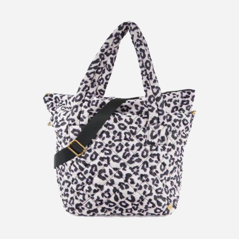 Animal Print Quilted Crossbody Tote Bag - Leopard