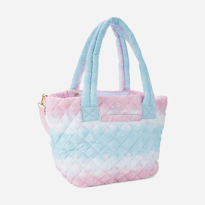 Pink Tie Dye Quilted Nylon Printed Tote