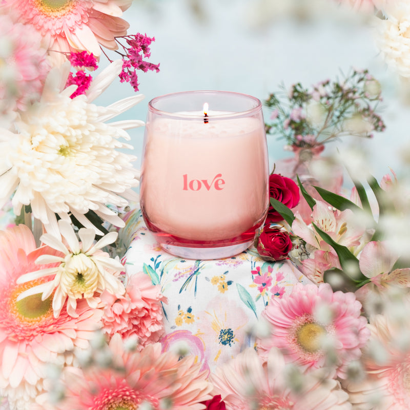Love Crystal Affirmation Candle - Tuberose with Rose Quartz