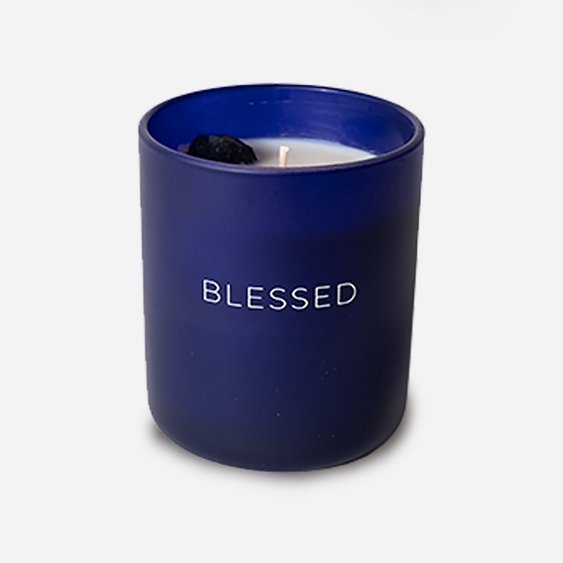 Blessed Crystal Manifestation Candle - Harvest Moon scented with Blue Agate