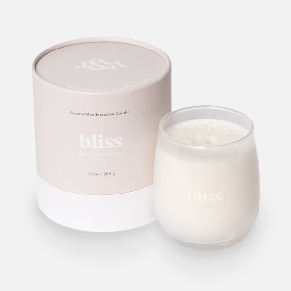 Bliss Crystal Affirmation Candle - Cypress Breeze with Opal