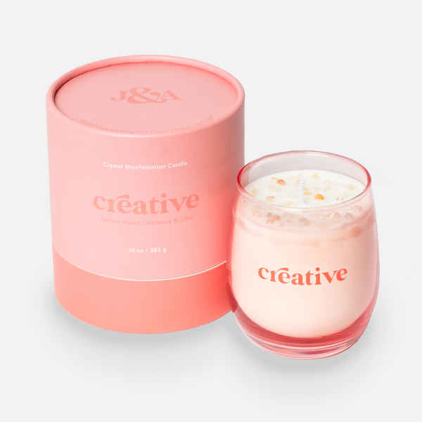 Creative Crystal Affirmation Candle - Verbena & Lime with Sakura Agate