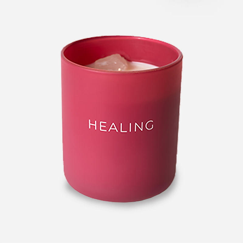 Healing Crystal Manifestation Candle - Pine & Cedar scented with Clear Quartz