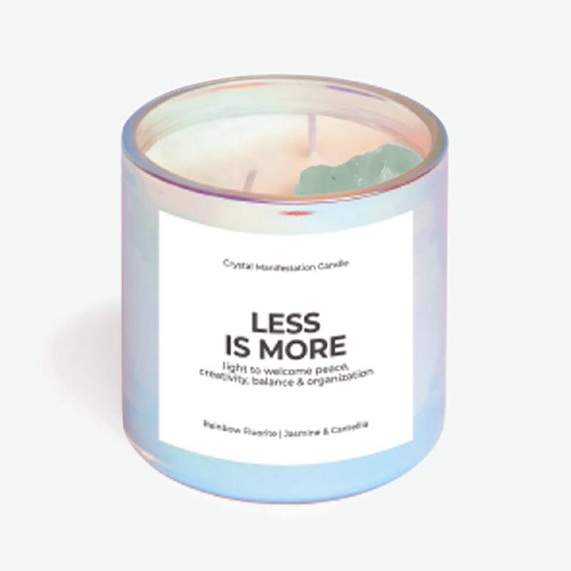 Less Is More - Rainbow Fluorite Crystal Manifestation Candle