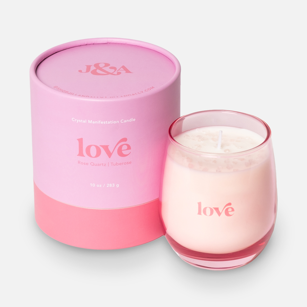 Love Crystal Affirmation Candle - Tuberose with Rose Quartz