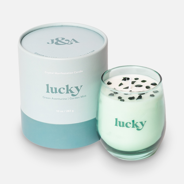 Lucky Crystal Affirmation Candle - Gardent Mint with Green Aventurine