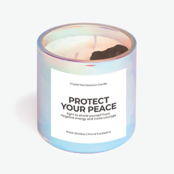 Protect Your Peace - Black Obsidian Crystal Manifestation Candle
