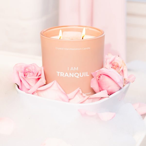 Tranquil Crystal Manifestation Candle - Fig & Cinnamon with Rose Quartz