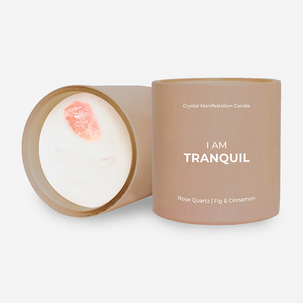 Tranquil Crystal Manifestation Candle - Fig & Cinnamon with Rose Quartz