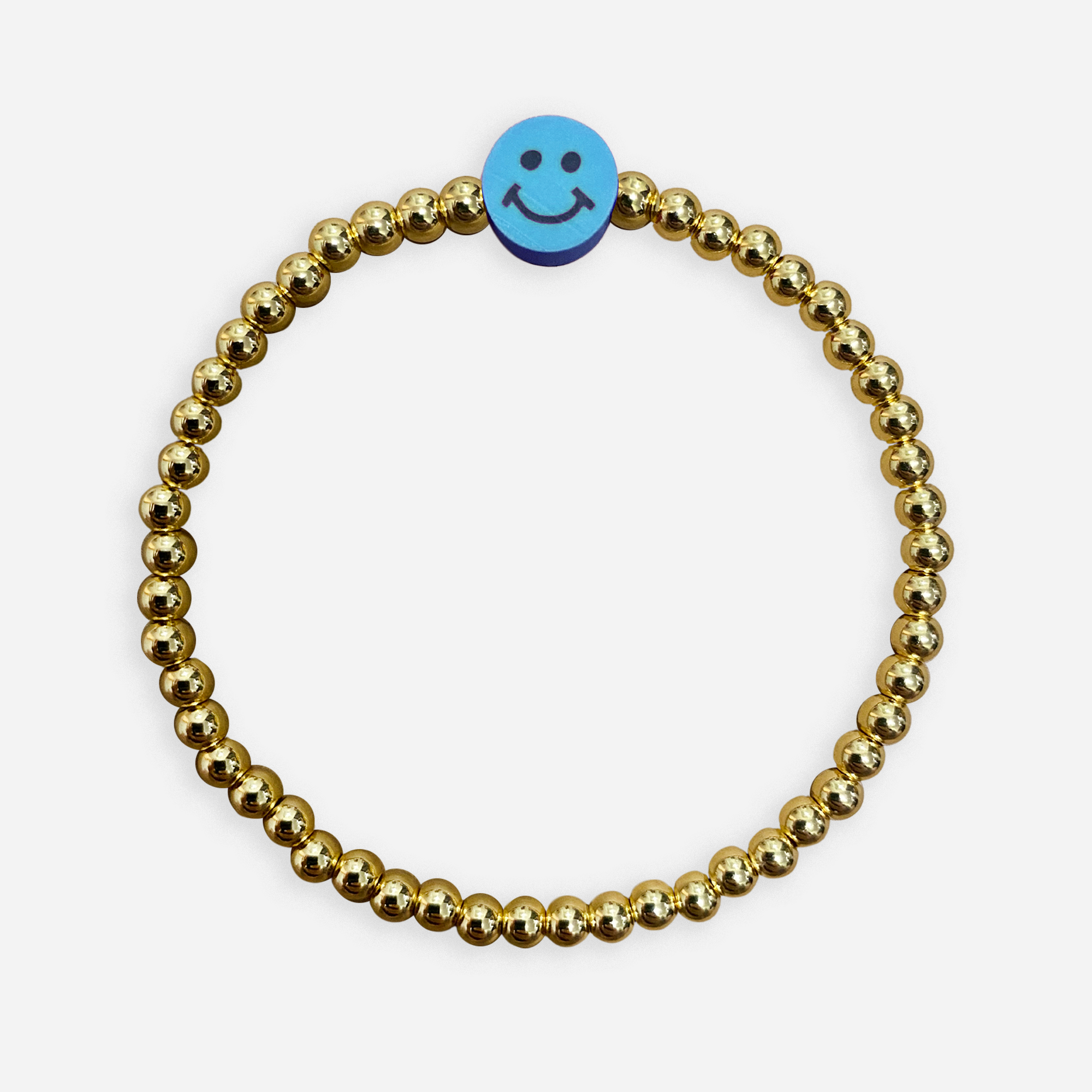 Large Smiley Face Bead Bracelet - Bling It On! Small Adult - 6.5 Inches / Light Blue