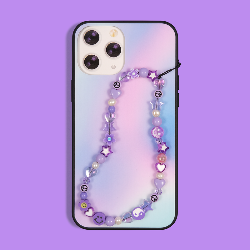 purple beaded phone charm